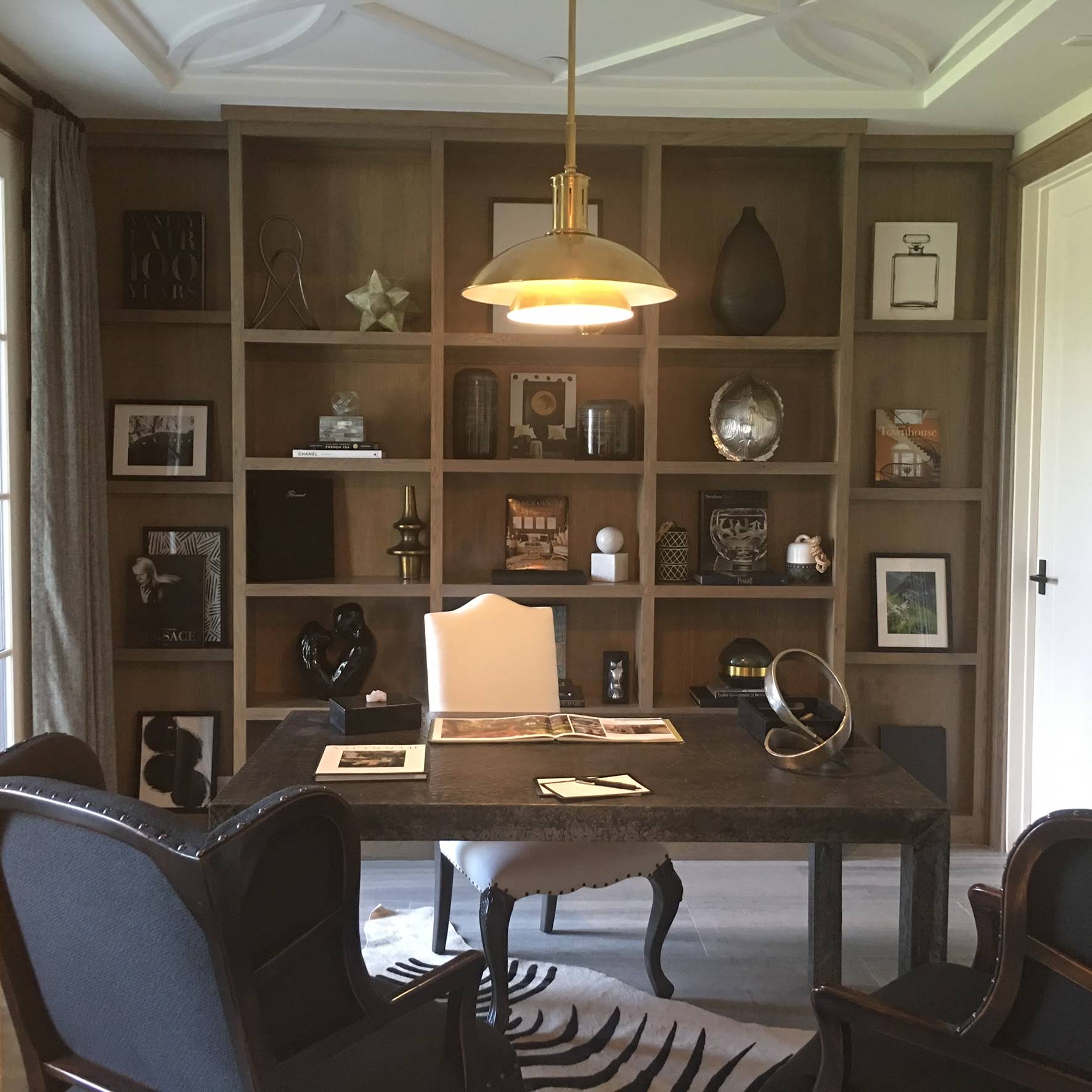 Wood library and office cabinetry