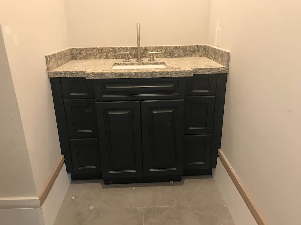 Compact dark vanity